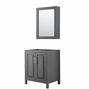 30 inch Single Bathroom Vanity in Dark Gray, No Countertop, No Sink, and Medicine Cabinet - Wyndham WCV252530SKGCXSXXMED