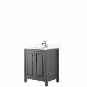 Daria 30 Inch Single Bathroom Vanity in Dark Gray, White Cultured Marble Countertop, Undermount Square Sink, No Mirror - Wyndham WCV252530SKGWCUNSMXX
