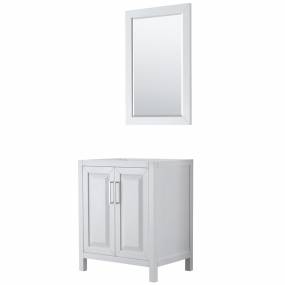 30 inch Single Bathroom Vanity in White, No Countertop, No Sink, and 24 inch Mirror - Wyndham WCV252530SWHCXSXXM24