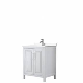 Daria 30 Inch Single Bathroom Vanity in White, White Cultured Marble Countertop, Undermount Square Sink, No Mirror - Wyndham WCV252530SWHWCUNSMXX