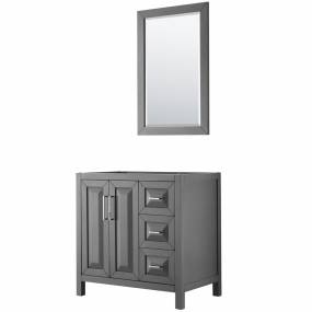 36 inch Single Bathroom Vanity in Dark Gray, No Countertop, No Sink, and 24 inch Mirror - Wyndham WCV252536SKGCXSXXM24