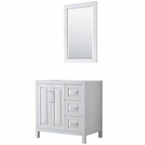 36 inch Single Bathroom Vanity in White, No Countertop, No Sink, and 24 inch Mirror - Wyndham WCV252536SWHCXSXXM24