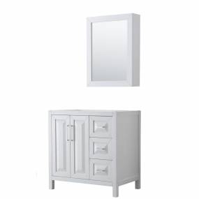 36 inch Single Bathroom Vanity in White, No Countertop, No Sink, and Medicine Cabinet - Wyndham WCV252536SWHCXSXXMED