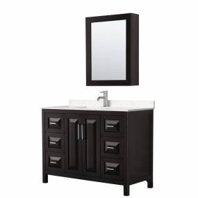 Daria 48 Inch Single Bathroom Vanity in Dark Espresso, Light-Vein Carrara Cultured Marble Countertop, Undermount Square Sink, Medicine Cabinet - Wyndham WCV252548SDEC2UNSMED
