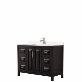 Daria 48 Inch Single Bathroom Vanity in Dark Espresso, Light-Vein Carrara Cultured Marble Countertop, Undermount Square Sink, No Mirror - Wyndham WCV252548SDEC2UNSMXX