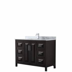 48 inch Single Bathroom Vanity in Dark Espresso, White Carrara Marble Countertop, Undermount Square Sink, and No Mirror - Wyndham WCV252548SDECMUNSMXX