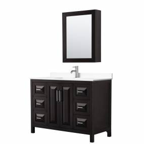Daria 48 Inch Single Bathroom Vanity in Dark Espresso, White Cultured Marble Countertop, Undermount Square Sink, Medicine Cabinet - Wyndham WCV252548SDEWCUNSMED