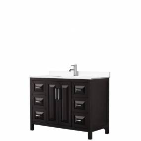 Daria 48 Inch Single Bathroom Vanity in Dark Espresso, White Cultured Marble Countertop, Undermount Square Sink, No Mirror - Wyndham WCV252548SDEWCUNSMXX