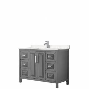 Daria 48 Inch Single Bathroom Vanity in Dark Gray, Light-Vein Carrara Cultured Marble Countertop, Undermount Square Sink, No Mirror - Wyndham WCV252548SKGC2UNSMXX