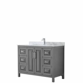 48 inch Single Bathroom Vanity in Dark Gray, White Carrara Marble Countertop, Undermount Square Sink, and No Mirror - Wyndham WCV252548SKGCMUNSMXX