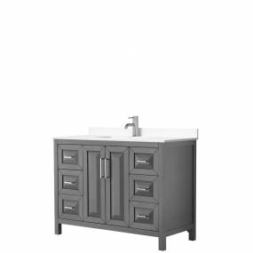 Daria 48 Inch Single Bathroom Vanity in Dark Gray, White Cultured Marble Countertop, Undermount Square Sink, No Mirror - Wyndham WCV252548SKGWCUNSMXX