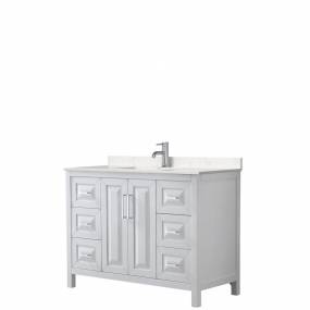 Daria 48 Inch Single Bathroom Vanity in White, Light-Vein Carrara Cultured Marble Countertop, Undermount Square Sink, No Mirror - Wyndham WCV252548SWHC2UNSMXX