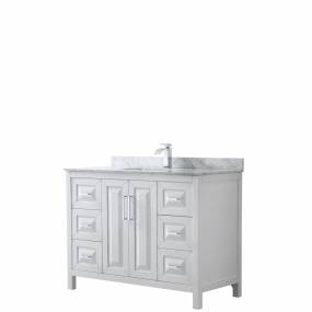 48 inch Single Bathroom Vanity in White, White Carrara Marble Countertop, Undermount Square Sink, and No Mirror - Wyndham WCV252548SWHCMUNSMXX
