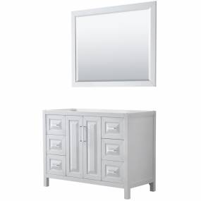 48 inch Single Bathroom Vanity in White, No Countertop, No Sink, and 46 inch Mirror - Wyndham WCV252548SWHCXSXXM46