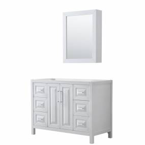 48 inch Single Bathroom Vanity in White, No Countertop, No Sink, and Medicine Cabinet - Wyndham WCV252548SWHCXSXXMED