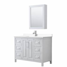 Daria 48 Inch Single Bathroom Vanity in White, White Cultured Marble Countertop, Undermount Square Sink, Medicine Cabinet - Wyndham WCV252548SWHWCUNSMED