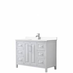 Daria 48 Inch Single Bathroom Vanity in White, White Cultured Marble Countertop, Undermount Square Sink, No Mirror - Wyndham WCV252548SWHWCUNSMXX