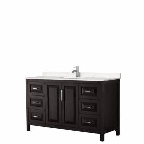 Daria 60 Inch Single Bathroom Vanity in Dark Espresso, Light-Vein Carrara Cultured Marble Countertop, Undermount Square Sink, No Mirror - Wyndham WCV252560SDEC2UNSMXX