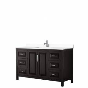 Daria 60 Inch Single Bathroom Vanity in Dark Espresso, White Cultured Marble Countertop, Undermount Square Sink, No Mirror - Wyndham WCV252560SDEWCUNSMXX