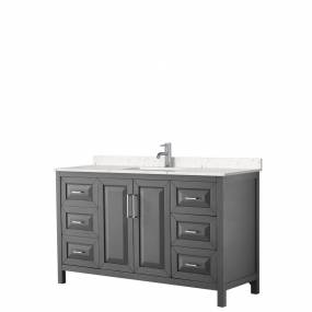 Daria 60 Inch Single Bathroom Vanity in Dark Gray, Light-Vein Carrara Cultured Marble Countertop, Undermount Square Sink, No Mirror - Wyndham WCV252560SKGC2UNSMXX