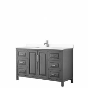 Daria 60 Inch Single Bathroom Vanity in Dark Gray, White Cultured Marble Countertop, Undermount Square Sink, No Mirror - Wyndham WCV252560SKGWCUNSMXX