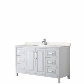 Daria 60 Inch Single Bathroom Vanity in White, Light-Vein Carrara Cultured Marble Countertop, Undermount Square Sink, No Mirror - Wyndham WCV252560SWHC2UNSMXX