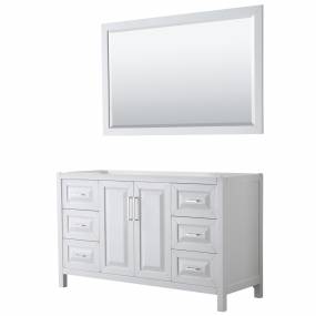 60 inch Single Bathroom Vanity in White, No Countertop, No Sink, and 58 inch Mirror - Wyndham WCV252560SWHCXSXXM58