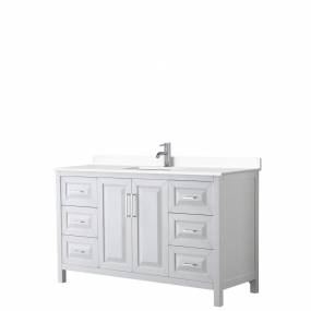 Daria 60 Inch Single Bathroom Vanity in White, White Cultured Marble Countertop, Undermount Square Sink, No Mirror - Wyndham WCV252560SWHWCUNSMXX