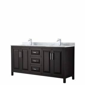 72 inch Double Bathroom Vanity in Dark Espresso, White Carrara Marble Countertop, Undermount Square Sinks, and No Mirror - Wyndham WCV252572DDECMUNSMXX