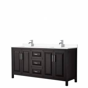 Daria 72 Inch Double Bathroom Vanity in Dark Espresso, White Cultured Marble Countertop, Undermount Square Sinks, No Mirror - Wyndham WCV252572DDEWCUNSMXX