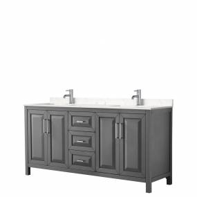 Daria 72 Inch Double Bathroom Vanity in Dark Gray, Light-Vein Carrara Cultured Marble Countertop, Undermount Square Sinks, No Mirror - Wyndham WCV252572DKGC2UNSMXX