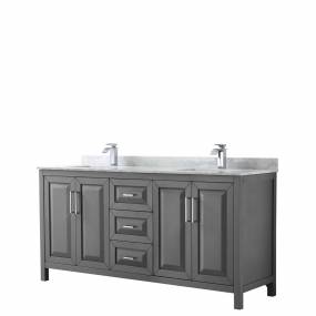 72 inch Double Bathroom Vanity in Dark Gray, White Carrara Marble Countertop, Undermount Square Sinks, and No Mirror - Wyndham WCV252572DKGCMUNSMXX