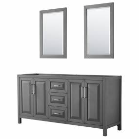 72 inch Double Bathroom Vanity in Dark Gray, No Countertop, No Sink, and 24 inch Mirrors - Wyndham WCV252572DKGCXSXXM24