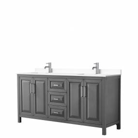Daria 72 Inch Double Bathroom Vanity in Dark Gray, White Cultured Marble Countertop, Undermount Square Sinks, No Mirror - Wyndham WCV252572DKGWCUNSMXX