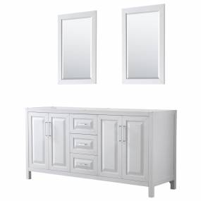 72 inch Double Bathroom Vanity in White, No Countertop, No Sink, and 24 inch Mirrors - Wyndham WCV252572DWHCXSXXM24