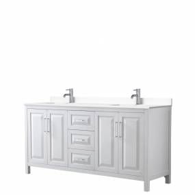 Daria 72 Inch Double Bathroom Vanity in White, White Cultured Marble Countertop, Undermount Square Sinks, No Mirror - Wyndham WCV252572DWHWCUNSMXX