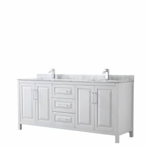 80 inch Double Bathroom Vanity in White, White Carrara Marble Countertop, Undermount Square Sinks, and No Mirror - Wyndham WCV252580DWHCMUNSMXX