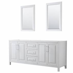 80 inch Double Bathroom Vanity in White, No Countertop, No Sink, and 24 inch Mirrors - Wyndham WCV252580DWHCXSXXM24
