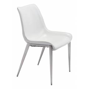 Magnus Dining Chair (Set of 2) White & Silver - Zuo Modern 101270