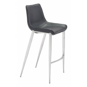 Magnus Bar Chair (Set of 2) Black & Silver - Zuo Modern 101276