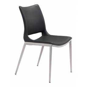 Ace Dining Chair (Set of 2) Black & Silver - Zuo Modern 101280