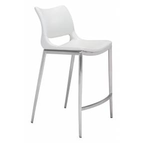 Ace Counter Chair (Set of 2) White & Silver - Zuo Modern 101390