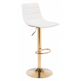 Prima Bar Chair White & Gold - Zuo Modern 101455