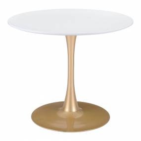 Opus Dining Table White & Gold - Zuo Modern 101568