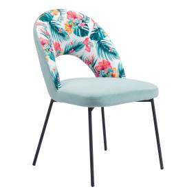 Bethpage Dining Chair (Set of 2) Multicolor Print & Green - Zuo Modern 109367