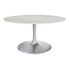 Gotham Dining Table 60" White & Silver - Zuo Modern 109450