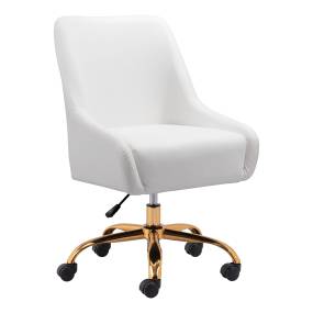 Madelaine Office Chair White & Gold - Zuo Modern 109489