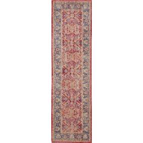 Ankara Global 8' Runner Red and Blue Multicolor Persian Area Rug - Nourison ANR02