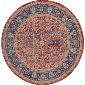 Ankara Global 4' Round Red and Blue Multicolor Persian Area Rug - Nourison ANR02