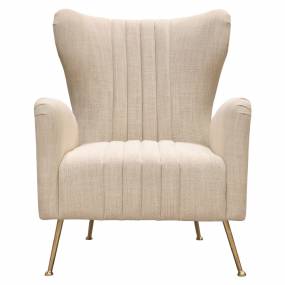 Ava Chair in Sand Linen Fabric w/ Gold Leg - Diamond Sofa AVACHSD